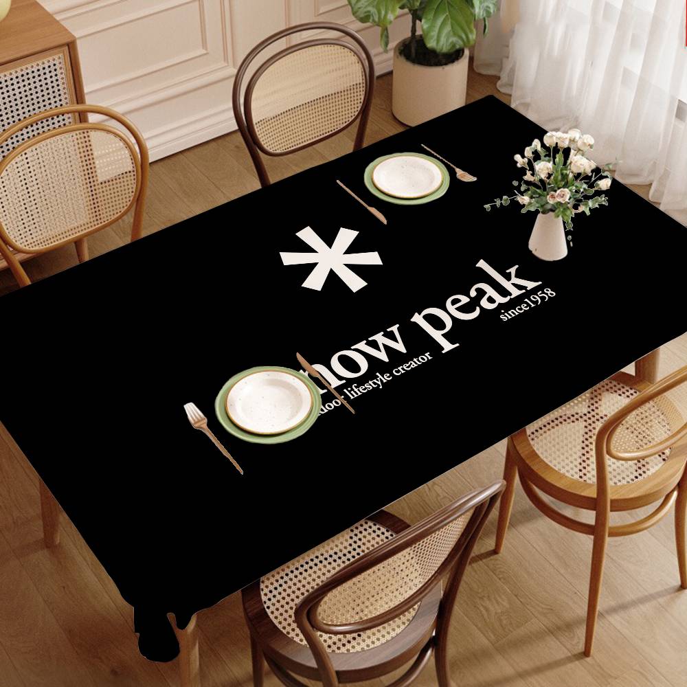 Home Textiles Today Logo - ผ้าปูโต๊ะลายโลโก้ S-Snow P-Peak สุดเท่ สำหรับปิกนิก งานปาร์ตี้