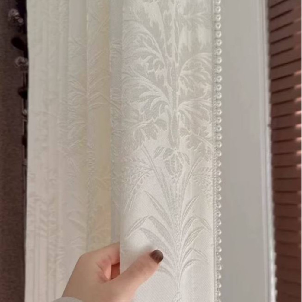 Home Textiles Luxury Curtains - ผ้าม่านหรูหราลายใบไม้สีทองแบบแจ็คการ์ด ผ้าม่านกันแสงสไตล์โมเดิร์นสำหรับหน้าต่างบ้าน ตกแต่งบ้านอย่างมีระดับ