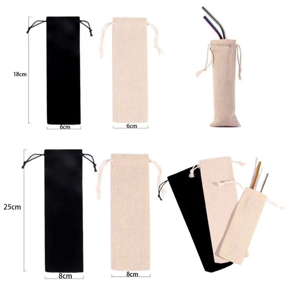 Home Textiles Store - กระเป๋าผ้าฝ้ายลินินอเนกประสงค์พร้อมเชือกรูด ป้องกันฝุ่น ใส่ของจุกจิก อุปกรณ์จัดเก็บในบ้าน