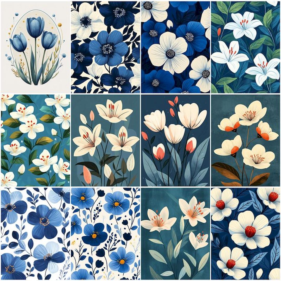 RUOPOTY ง่ายภาพวาดดอกไม้สีฟ้าท - Home Textiles Store บทวิจารณ์และราคา