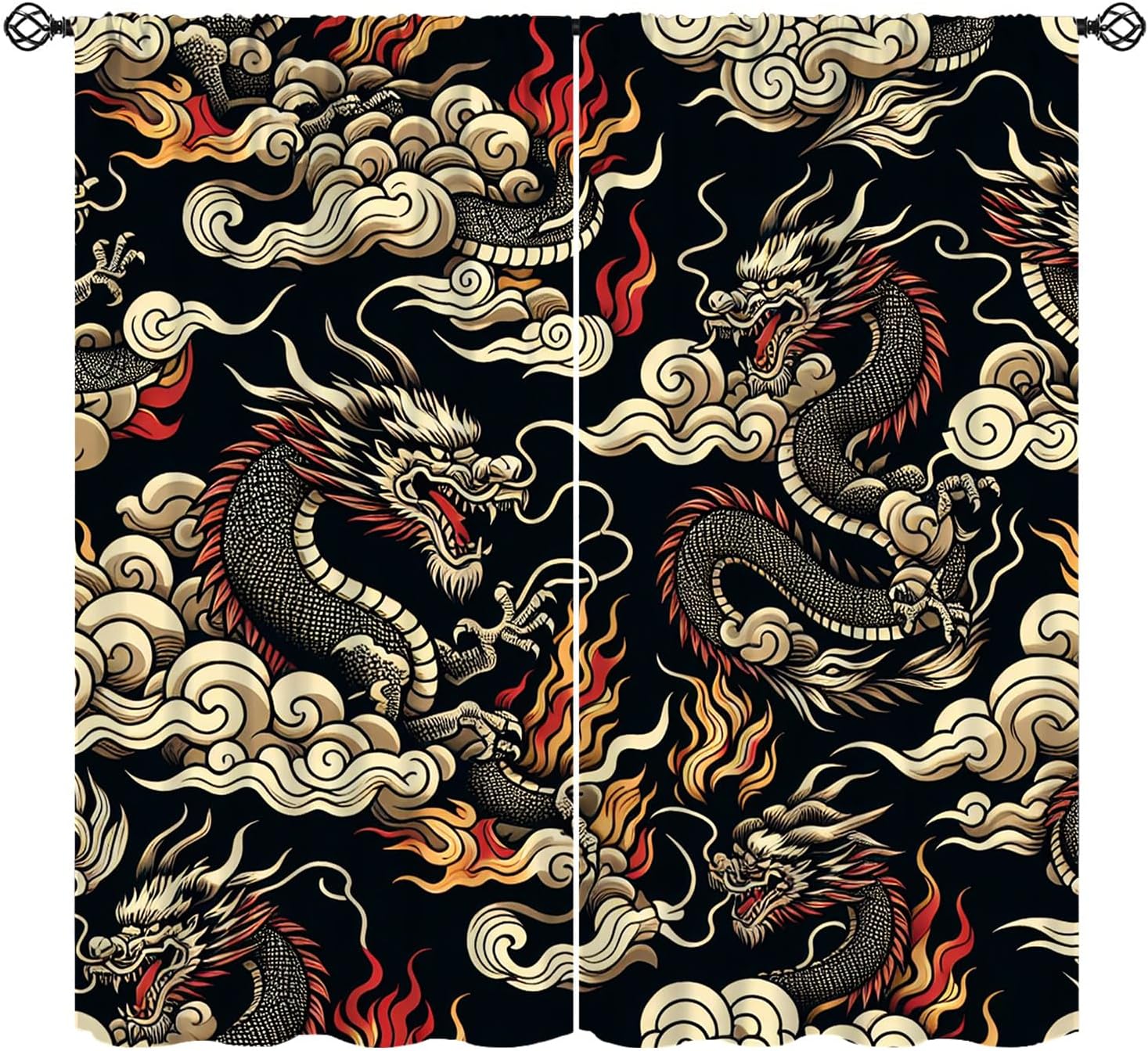 ม่านลายมังกรเอเชียสุดหรู พื้นห - Home Textiles Luxury Curtains บทวิจารณ์และราคา