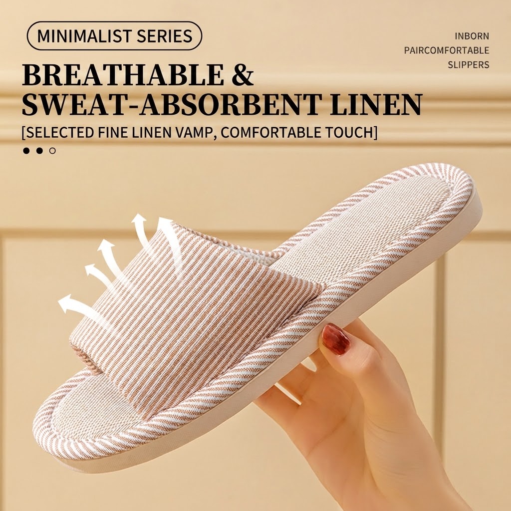 รองเท้าแตะผ้าลินินระบายอากาศสำ - Textiles For Home บทวิจารณ์และราคา