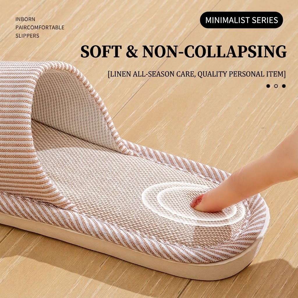 รองเท้าแตะผ้าลินินระบายอากาศสำ - Textiles For Home บทวิจารณ์และราคา