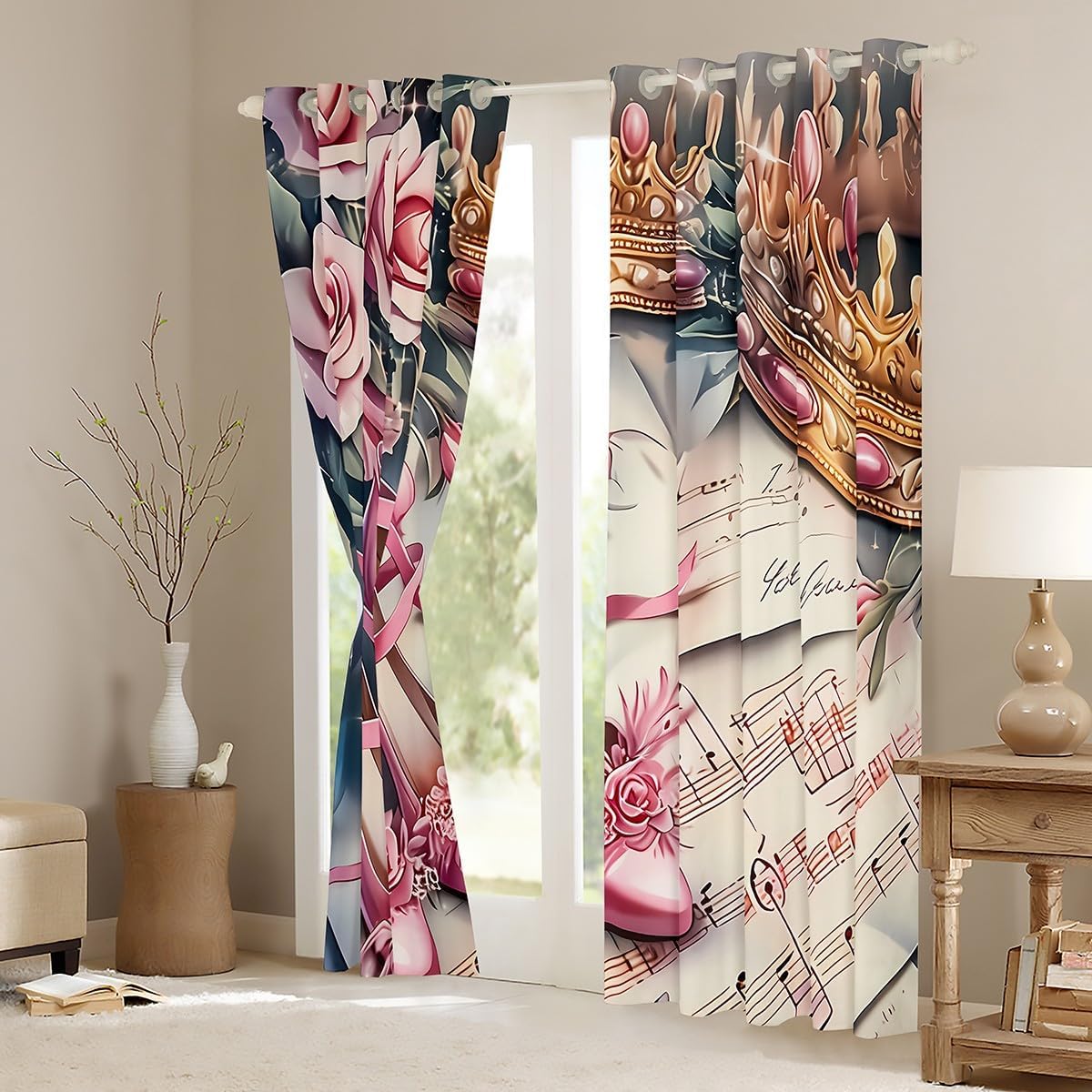 ม่านอาบน้ำลายกุหลาบสีชมพู ม่าน - Home Textiles Luxury Curtains บทวิจารณ์และราคา