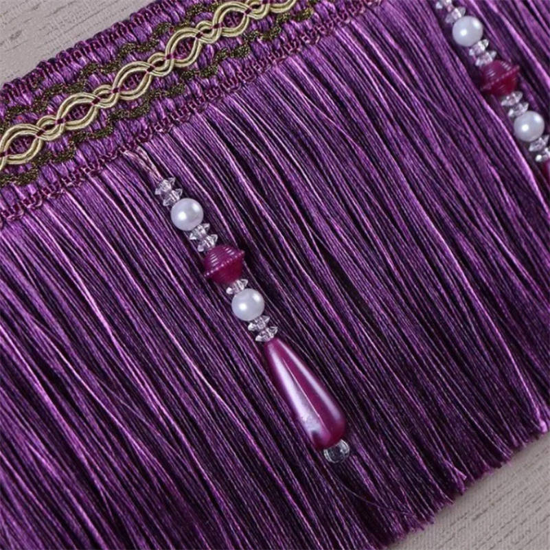 หรูหราประณีตลูกปัดTrim Fringe  - Home Textiles Luxury Curtains บทวิจารณ์และราคา